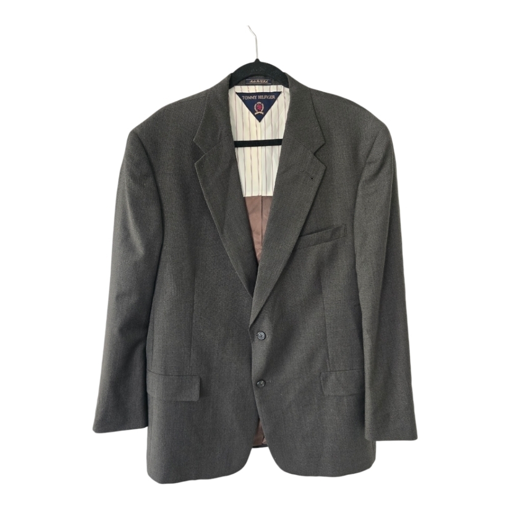 Vintage Tommy Hilfiger Sports Coat Men Von Maur Wool Olive Green Suit 46…